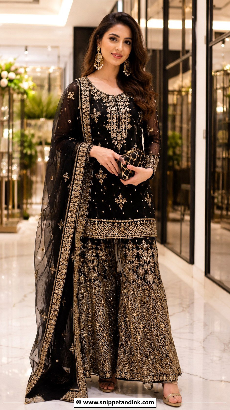 Black And Gold Barat Dress - Snippet and Ink - 30 Barat Dress Ideas