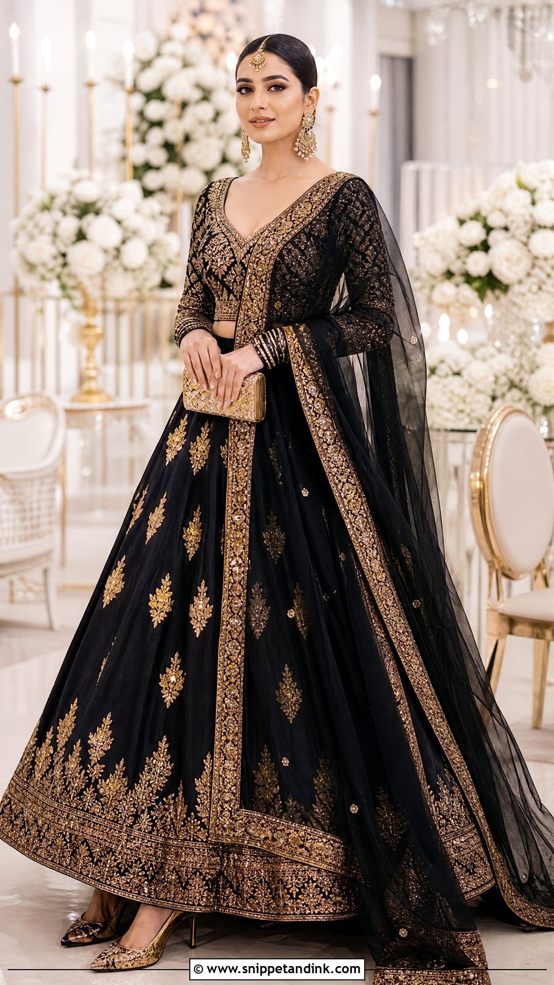 Black And Gold Bridal Lehenga - Snippet and Ink - 25 Latest Bridal Dresses Pakistan
