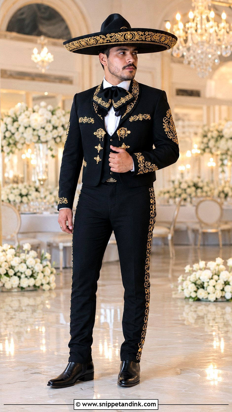 Black And Gold Charro Wedding Suit - Snippet and Ink - 20 Charro Wedding Suit Ideas
