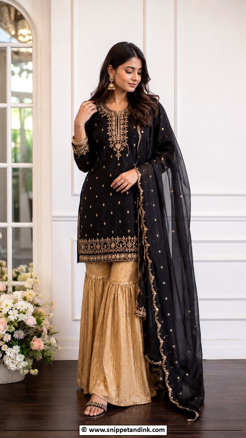 Black And Gold Dholki Outfit - Snippet and Ink - 30 Dholki Outfit Ideas