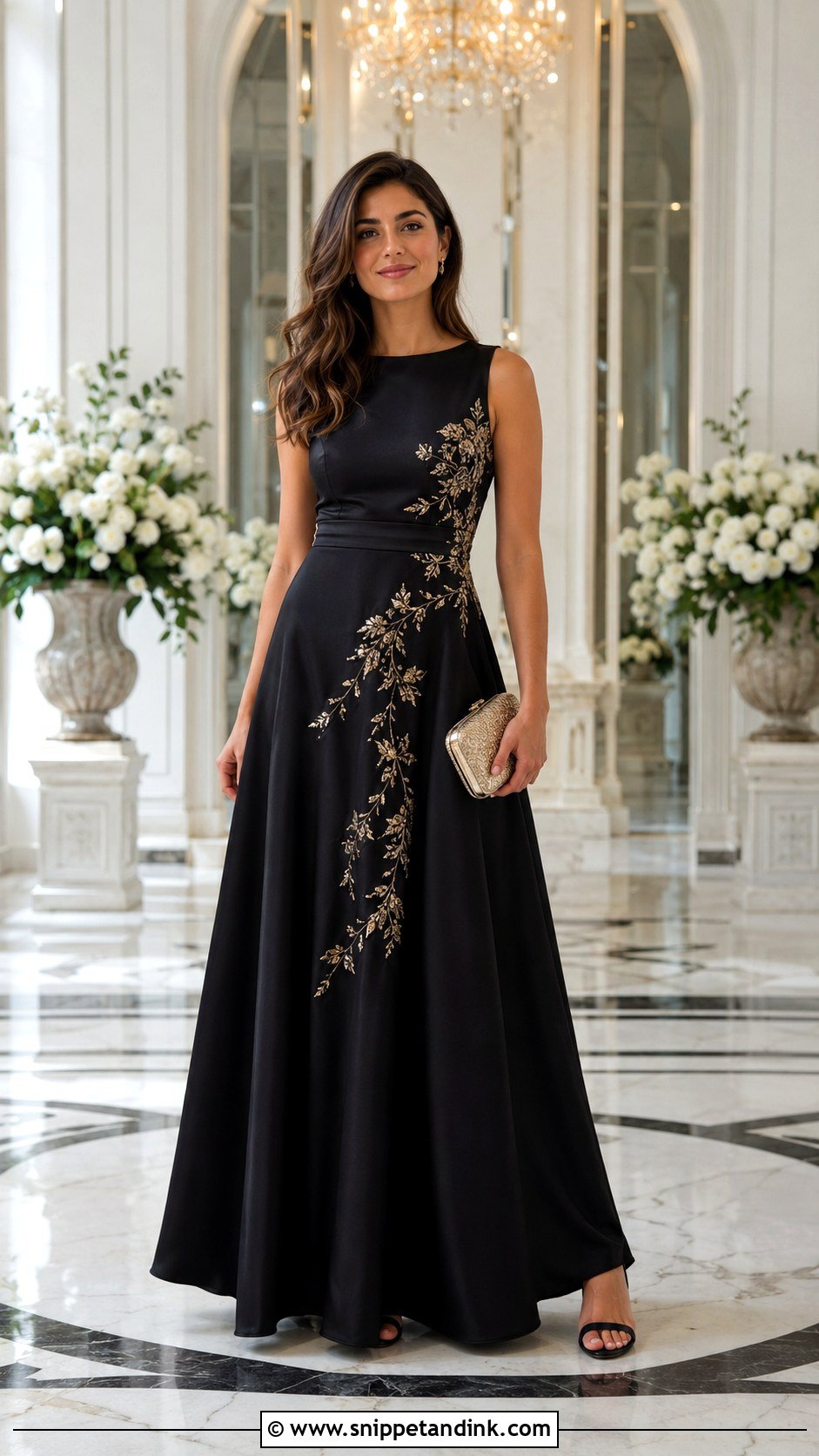 Black And Gold Evening Gown Outfit - Snippet and Ink - 25 White Tie Wedding Ideas