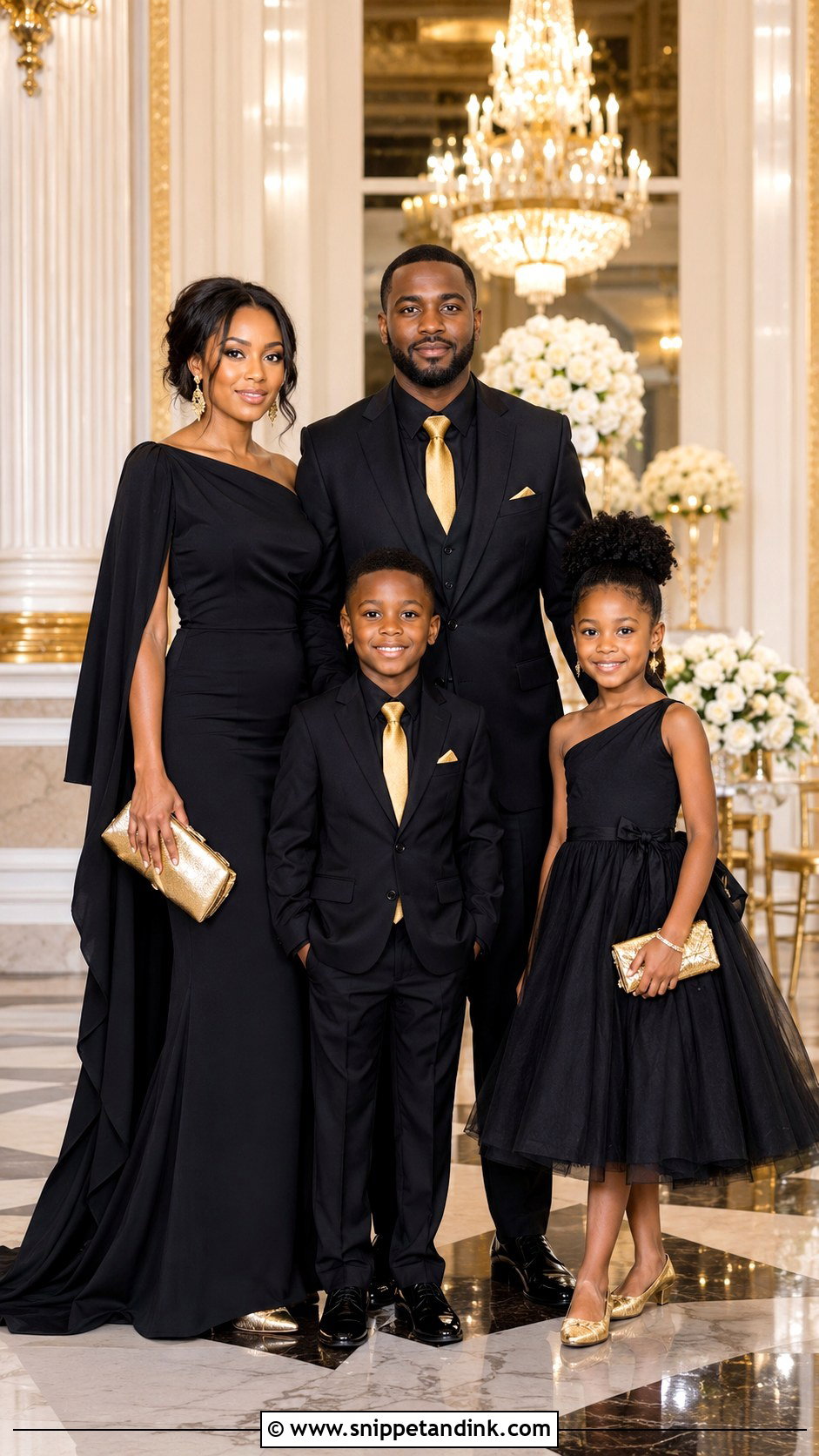 Black And Gold Family Wedding Outfit - Snippet and Ink - 25 Matching Family Outfits for Wedding