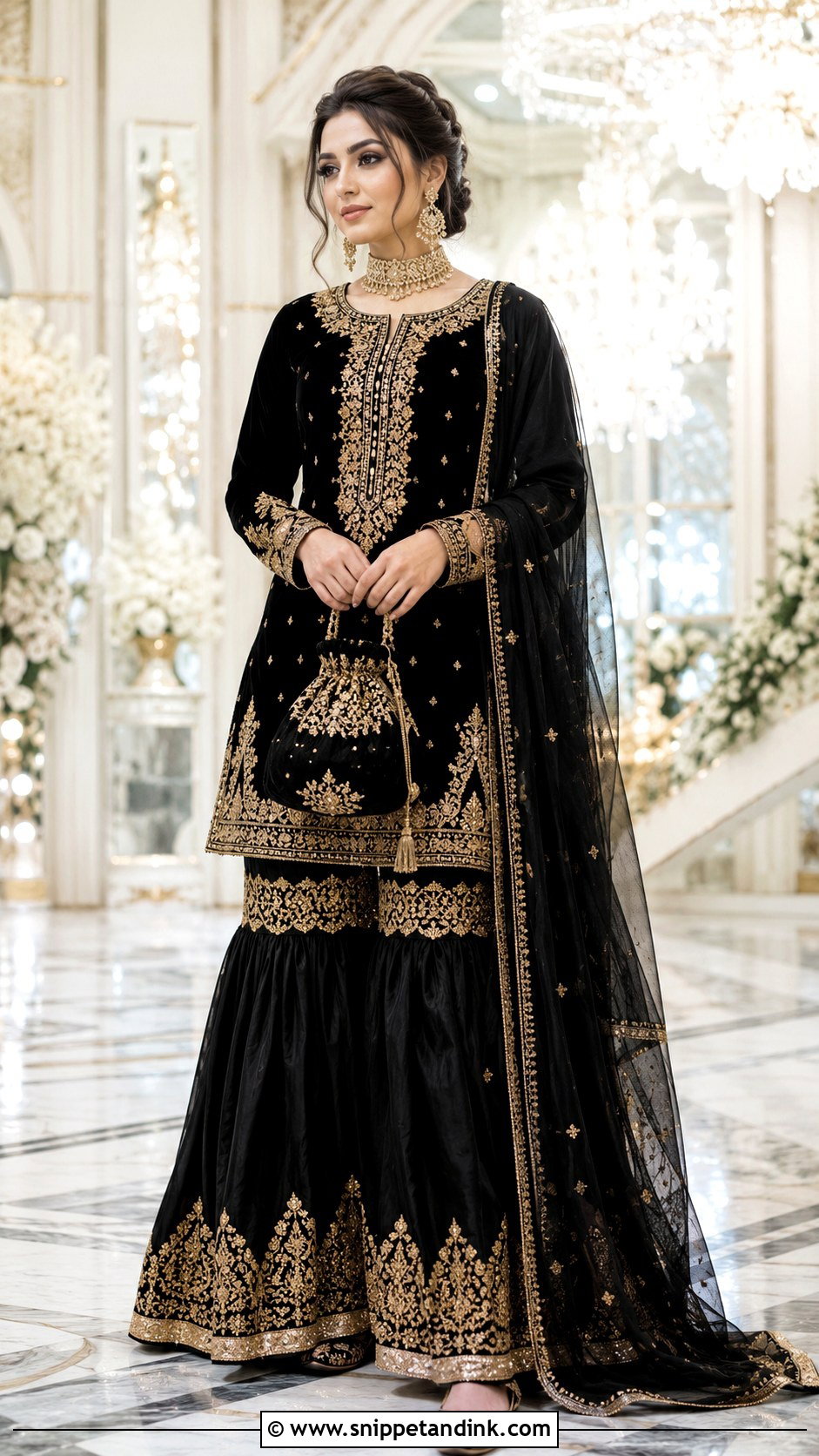 Black And Gold Garara Bridal Dress - Snippet and Ink - 20 Garara Bridal Dress Ideas