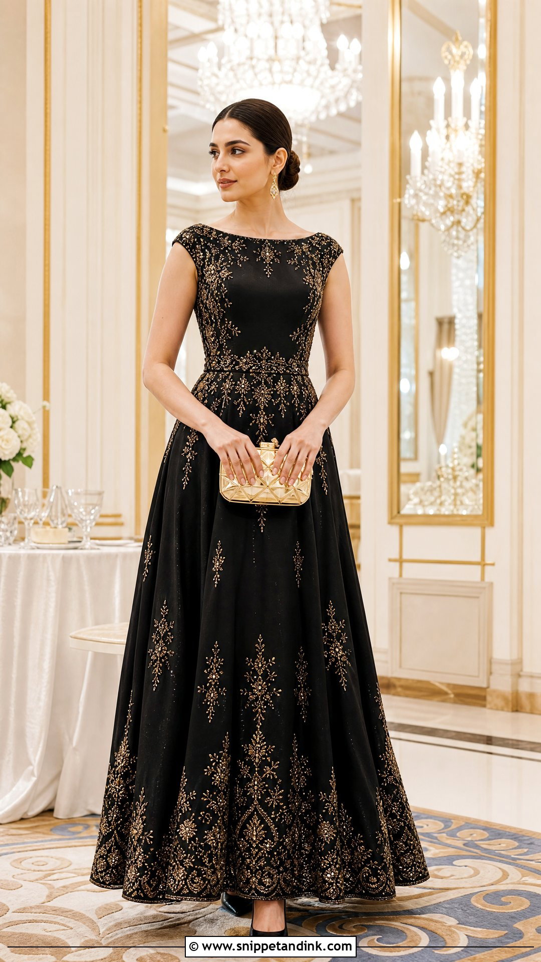 Black And Gold Gown For Reception - Snippet and Ink - 20 Party Gowns Indian Weddings