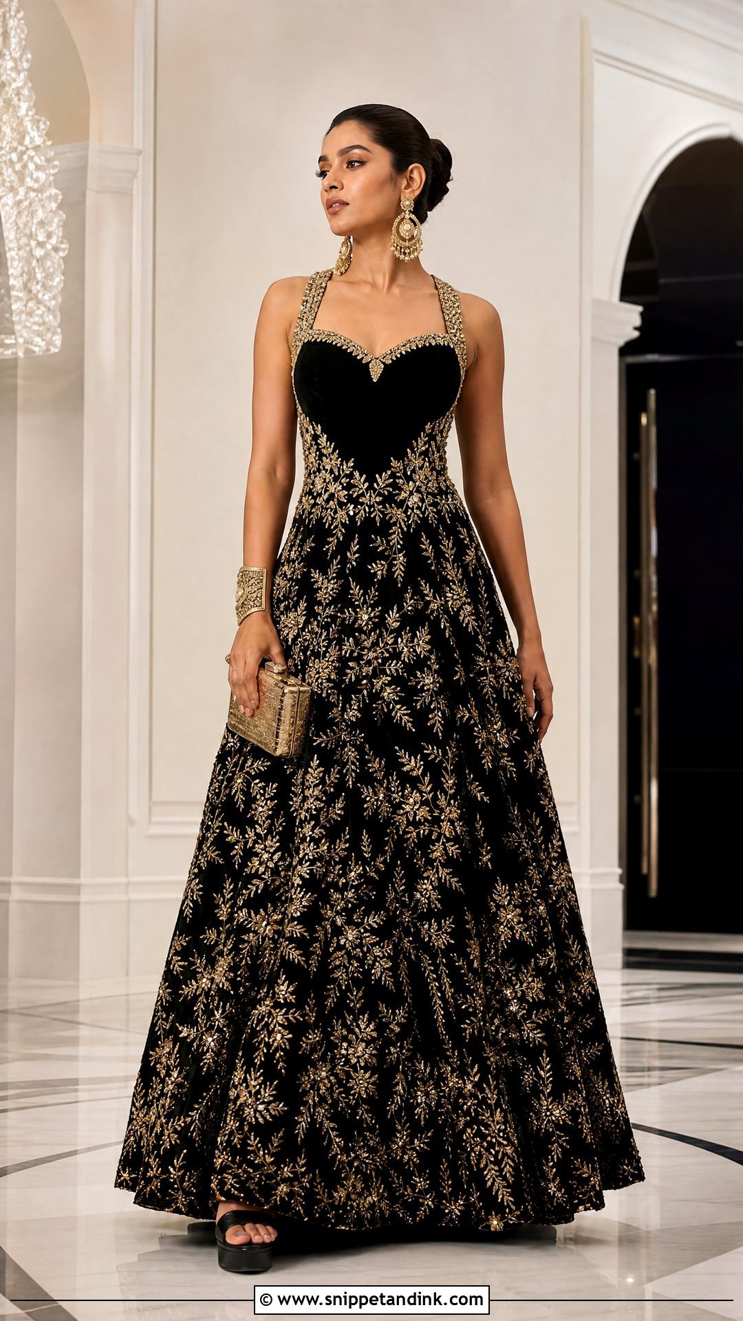 Black And Gold Indian Bridal Gown - Snippet and Ink - 20 Indian Bridal Gowns