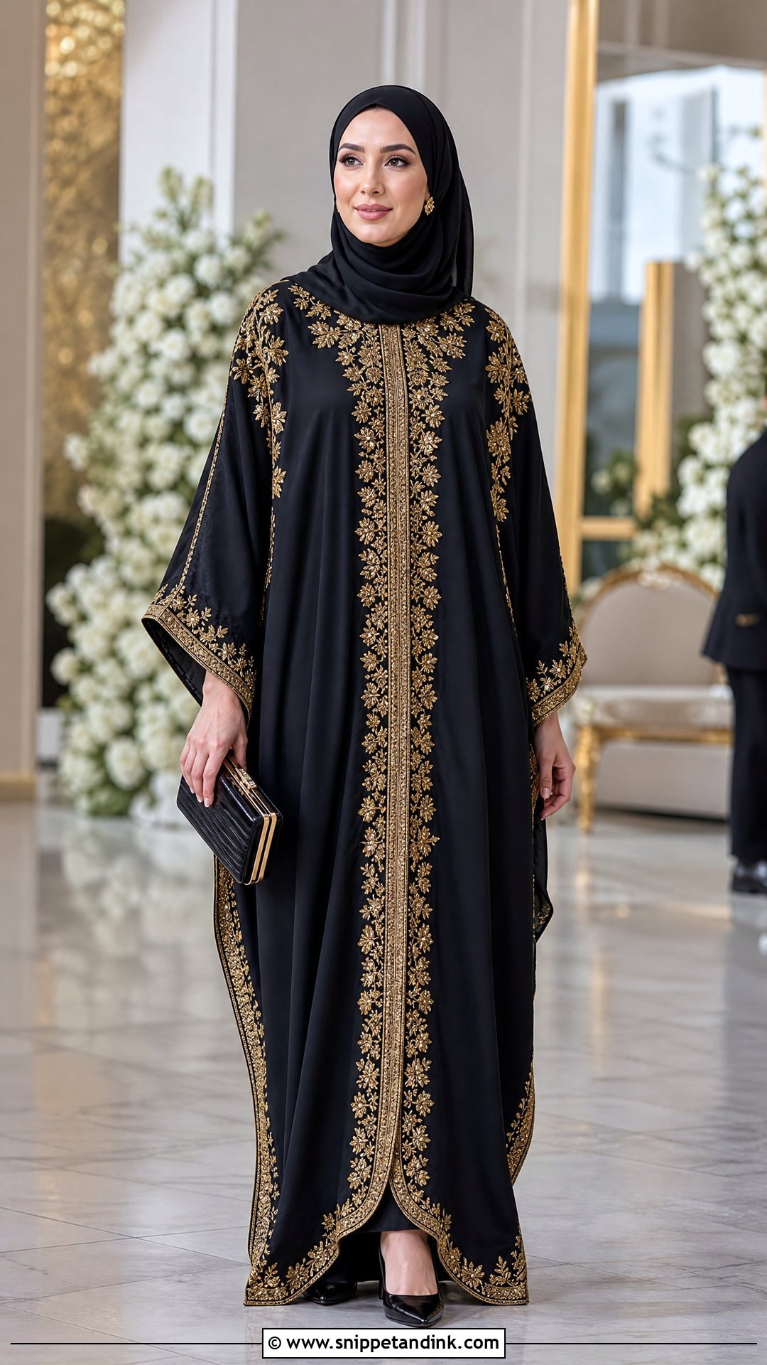 Black And Gold Kaftan Hijab Formal Dress - Snippet and Ink - 25 Hijab Formal Dress Ideas