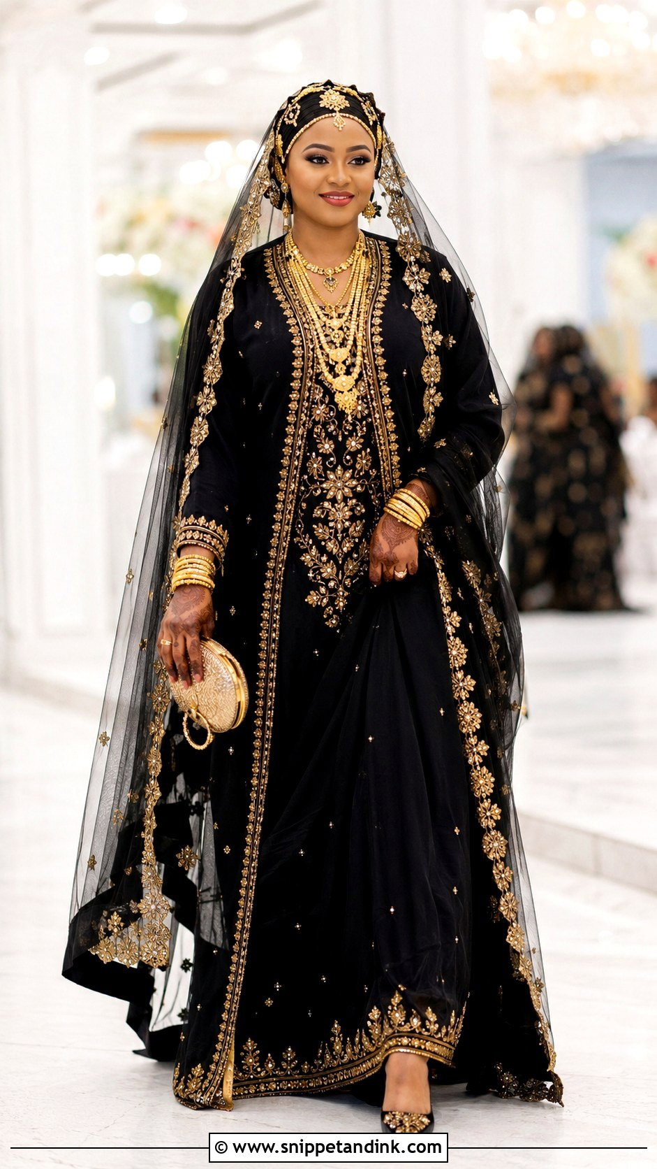 Black And Gold Kanuri Reception Outfit - Snippet and Ink - 20 Kanuri Bride Ideas