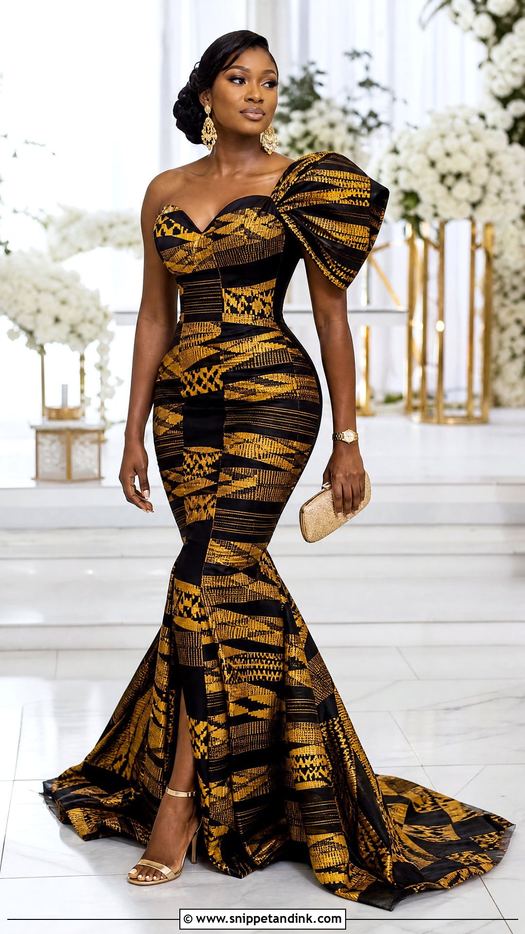 Black And Gold Kente Wedding Dress - Snippet and Ink - 25 Kente Wedding Dress Ideas