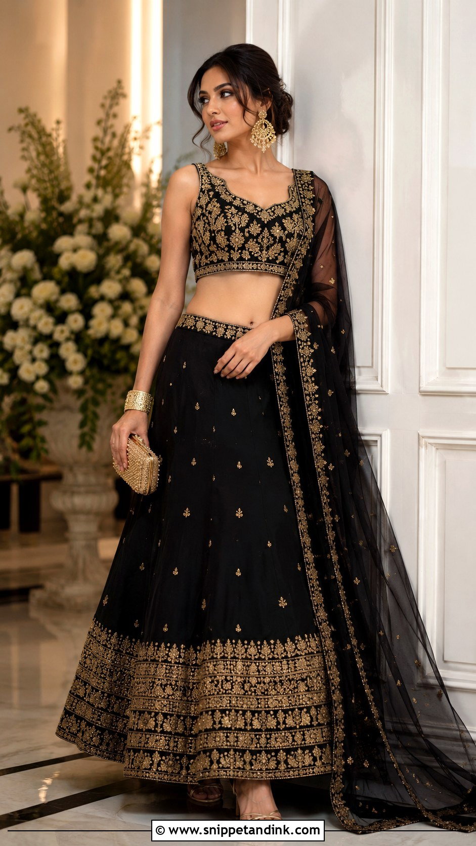 Black And Gold Lehenga Choli - Snippet and Ink - 20 Wedding Choli Ideas