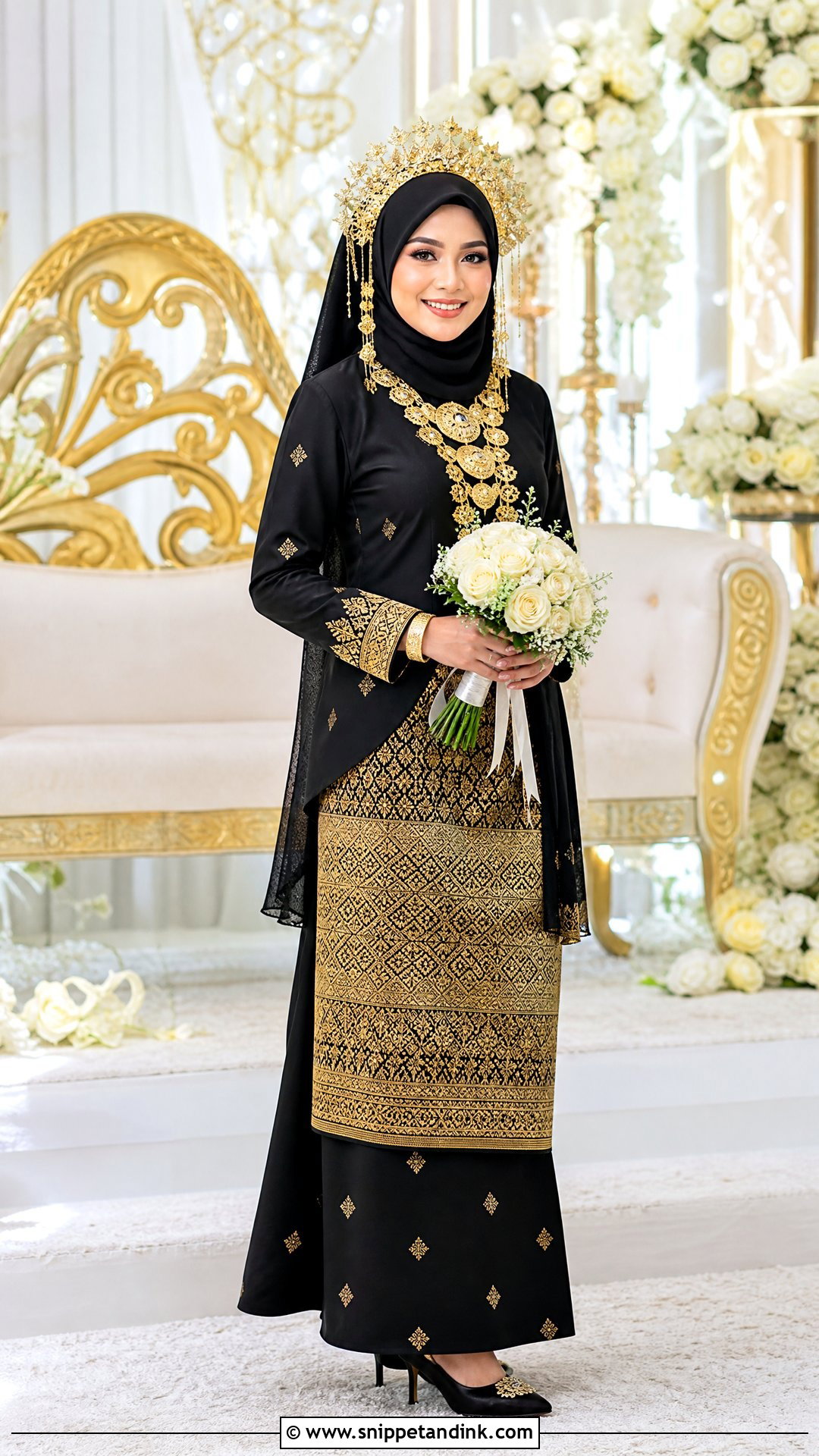 Black And Gold Malay Wedding Dress - Snippet and Ink - 20 Traditional Malay Wedding Dress Ideas