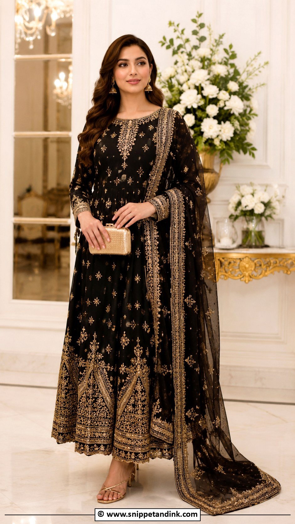 Black And Gold Nikkah Outfit - Snippet and Ink - 35 Nikkah Outfit Ideas