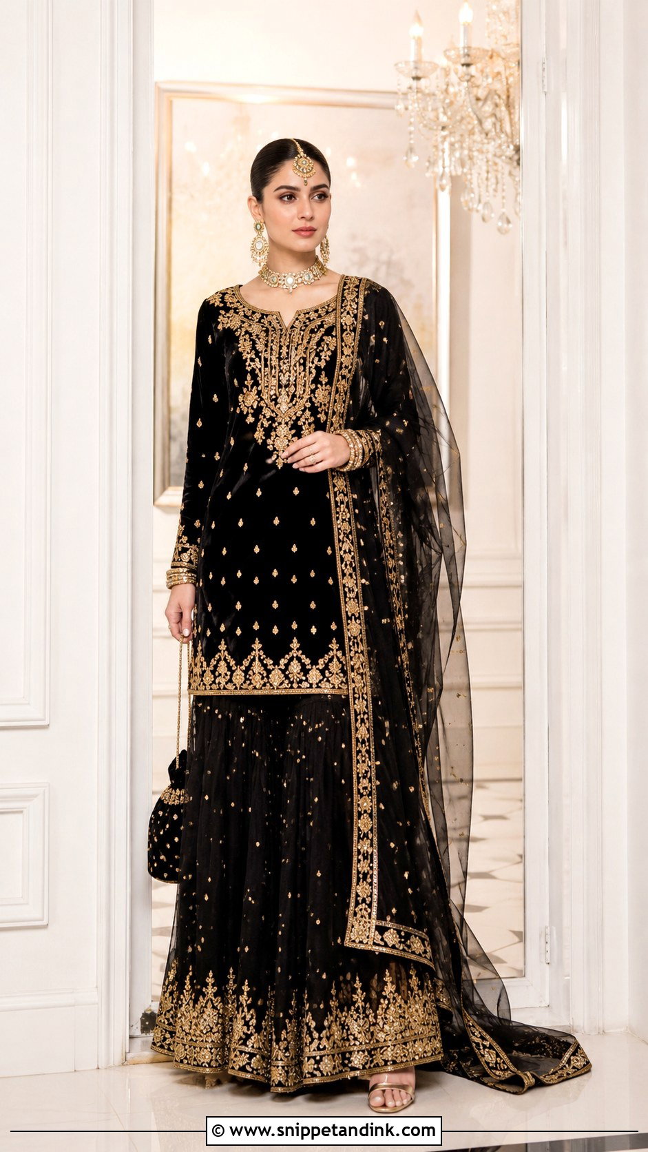 Black And Gold Pakistani Bridal Garara Dress - Snippet and Ink - 25 Garara Dress Pakistani Bridal Ideas