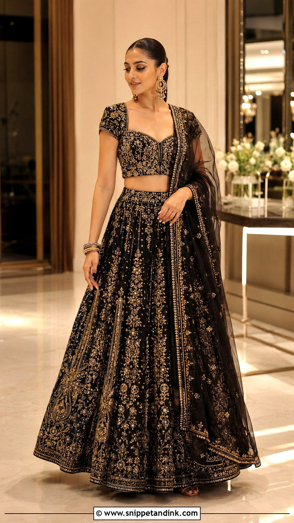 Black And Gold Sangeet Lehenga - Snippet and Ink - 25 Sangeet Outfits for Bride