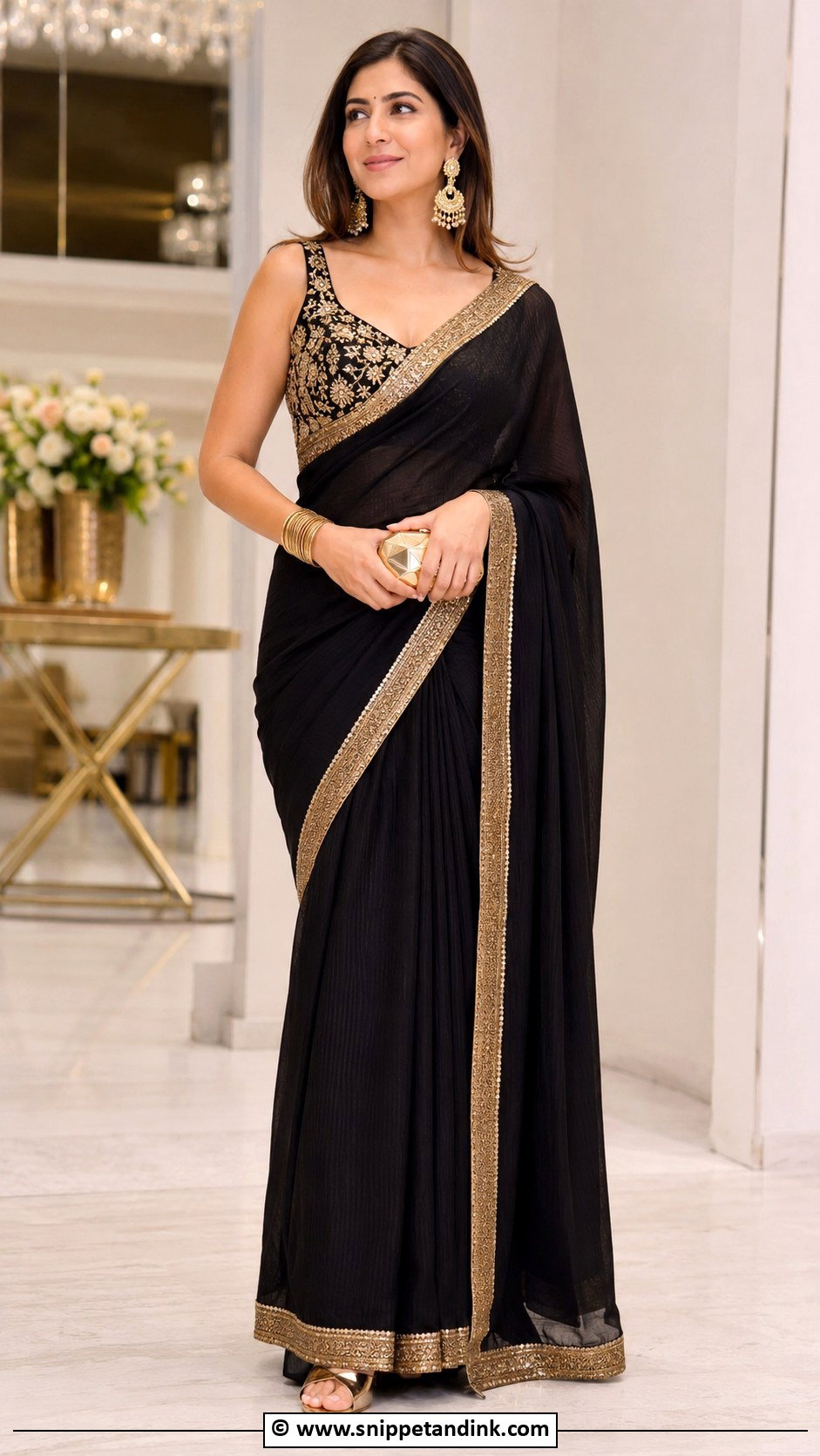 Black And Gold Saree For Barat - Snippet and Ink - 25 Barat Dresses for Bride Sister