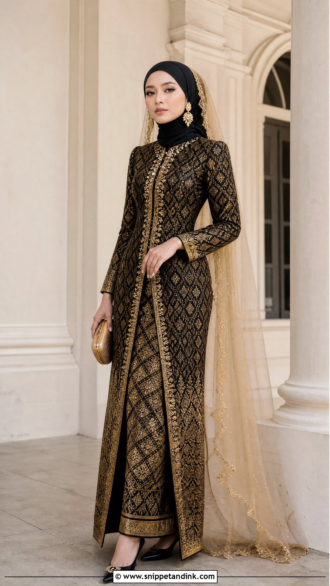Black And Gold Songket Kebaya - Snippet and Ink - 20 Wedding Songket Ideas