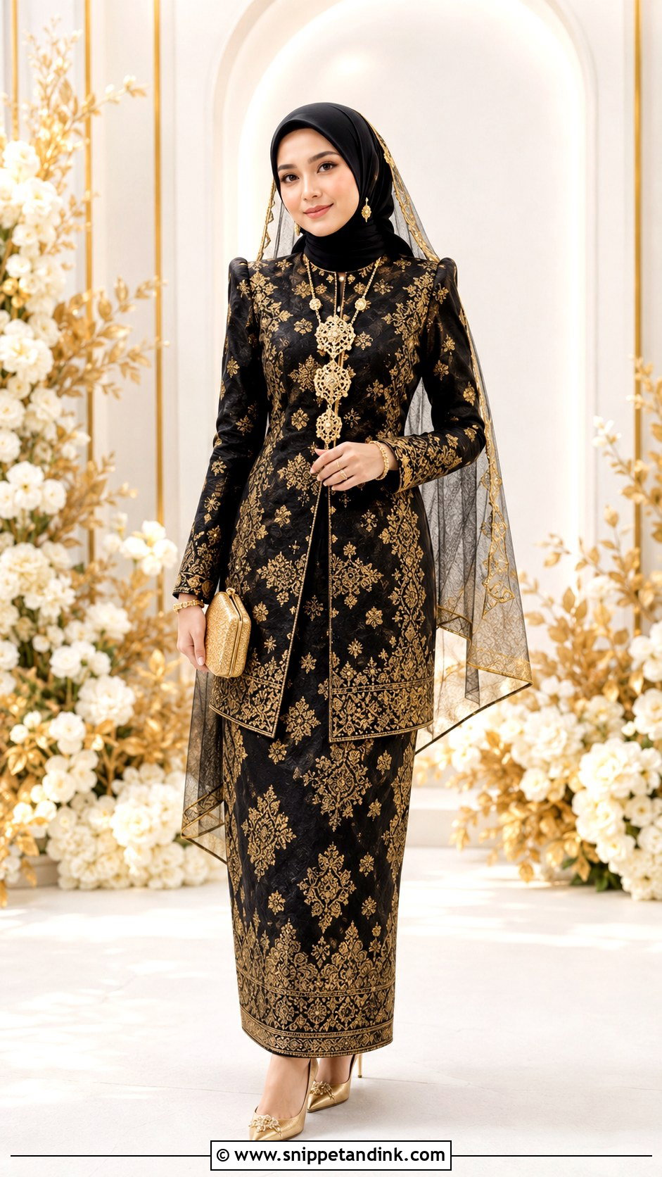 Black And Gold Songket Wedding Dress - Snippet and Ink - 25 Malay Songket Wedding Dress Ideas