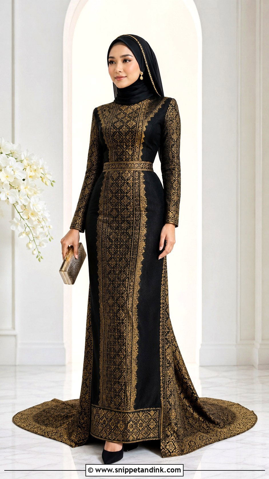 Black And Gold Songket Wedding Dress - Snippet and Ink - 20 Modern Songket Wedding Dress Ideas