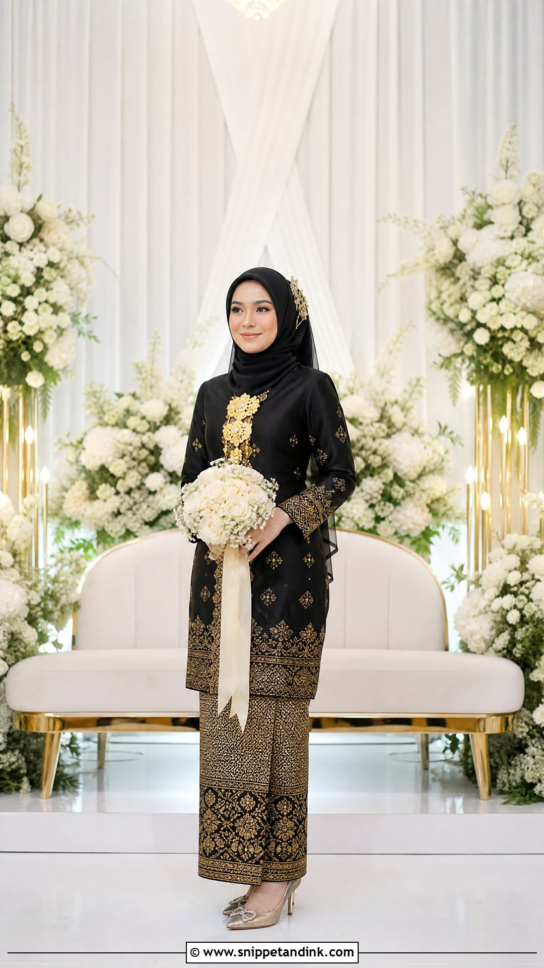 Black And Gold Songket Wedding Dress - Snippet and Ink - 25 Melayu Wedding Dress Ideas