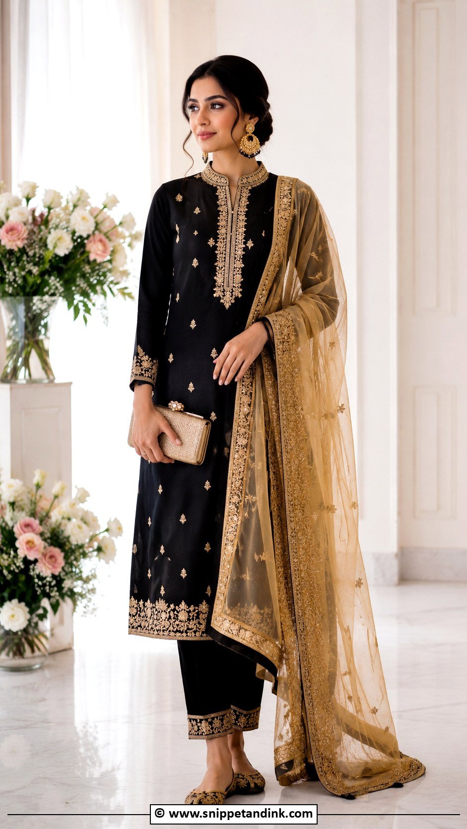 Black And Gold Suit For Anand Karaj - Snippet and Ink - 30 Anand Karaj Suit Ideas