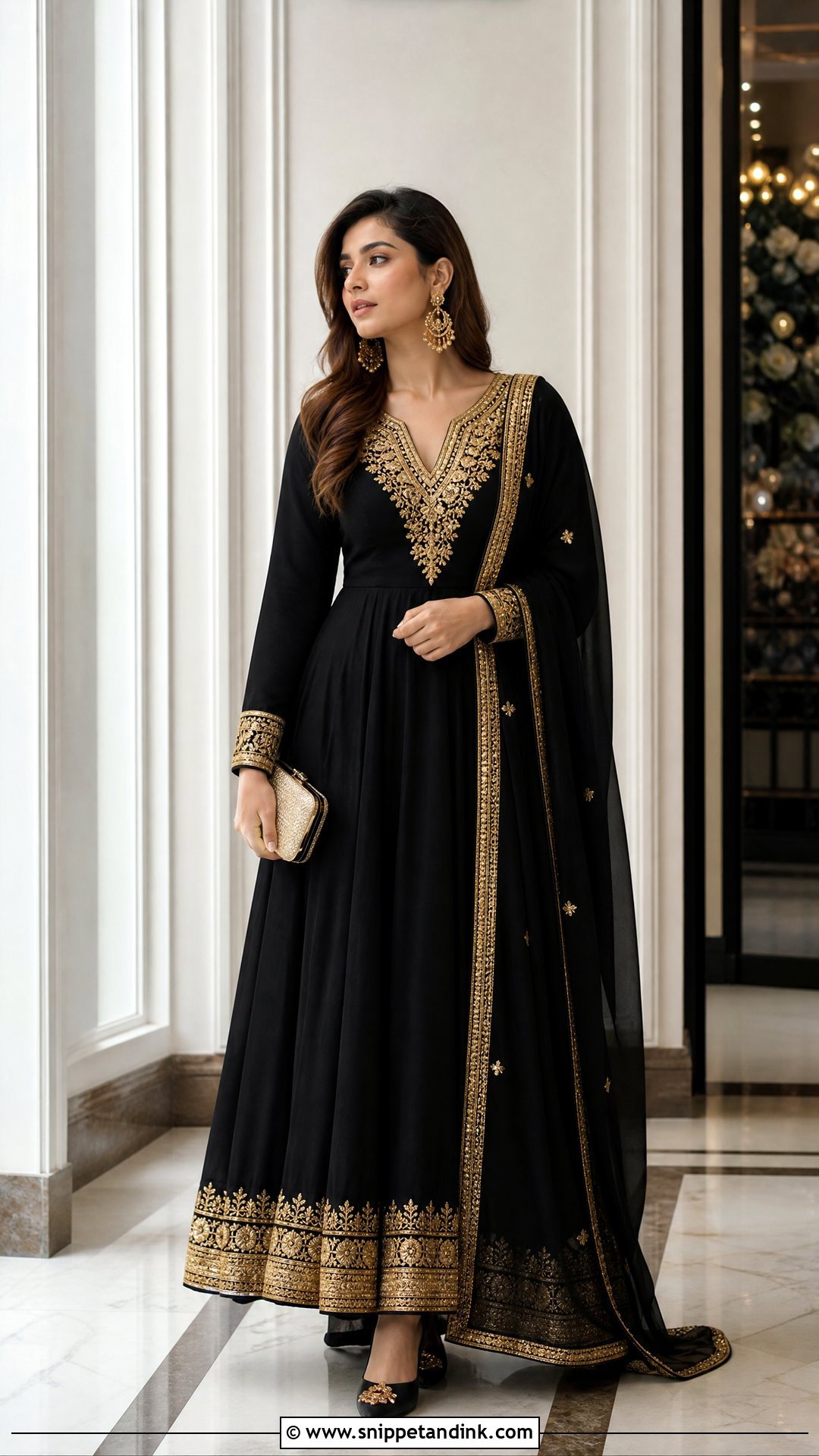 Black And Gold Traditional Gown - Snippet and Ink - 20 Traditional Gown Ideas