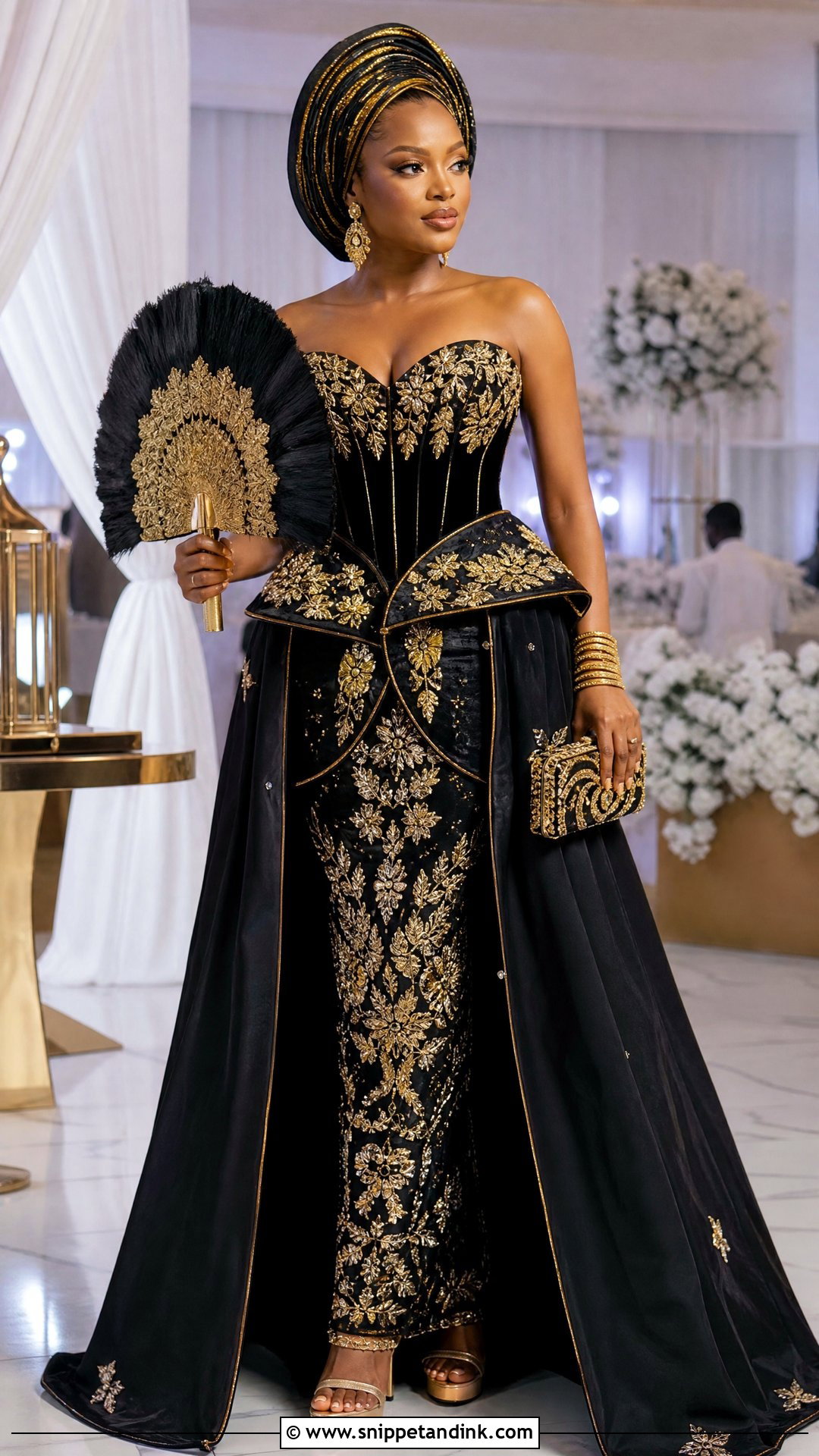 Black And Gold Veekee James Traditional Wedding Dress - Snippet and Ink - 20 Veekee James Traditional Wedding Dress Ideas