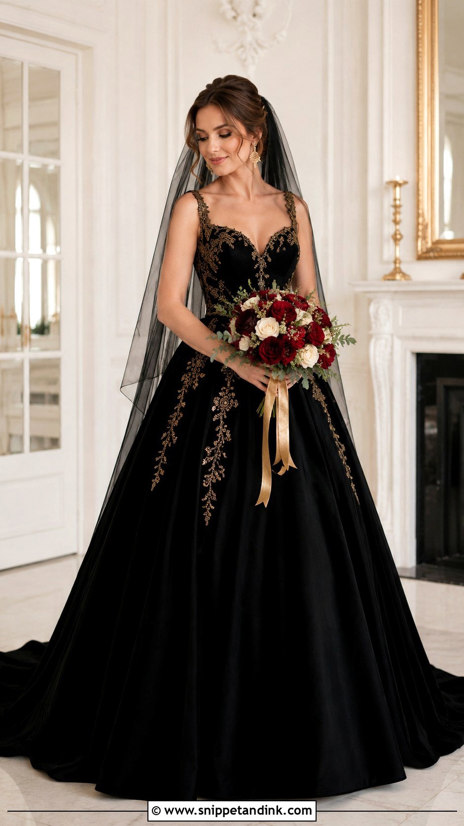 Black And Gold Wedding Dress - Snippet and Ink - 20 Moody Wedding Dress Ideas