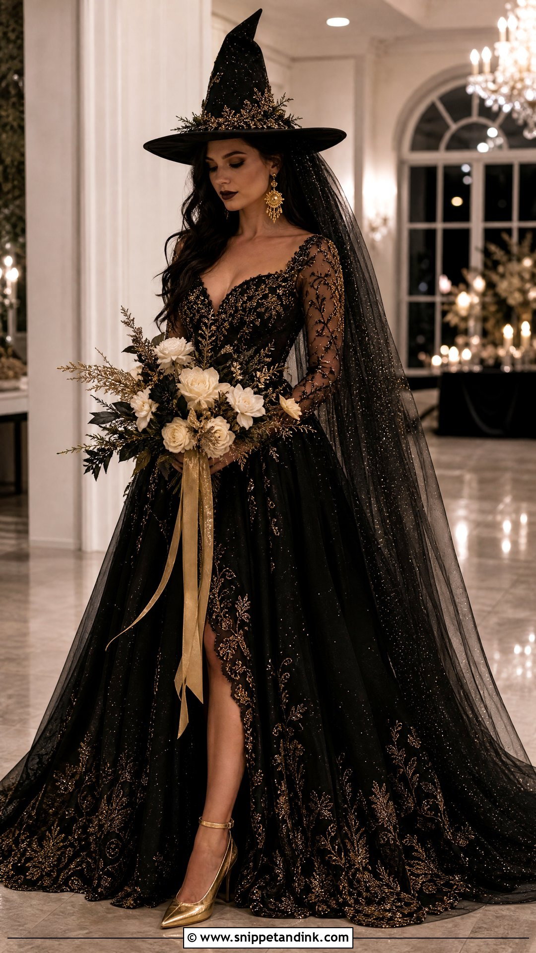 Black And Gold Witch Wedding Dress - Snippet and Ink - 25 Witch Wedding Dress Ideas