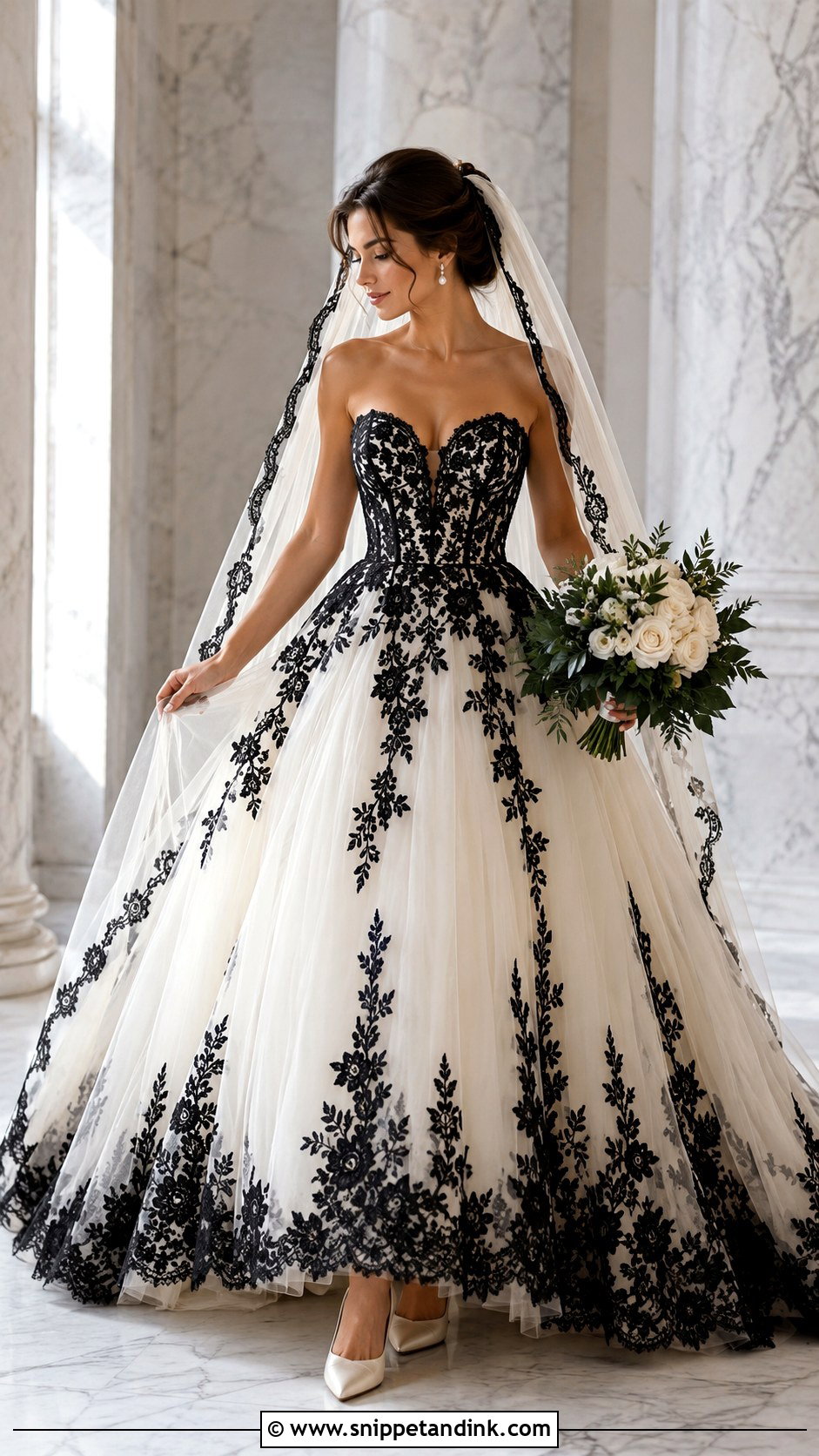 Black And Ivory Lace Ball Gown Wedding Dress - Snippet and Ink - 20 Black Ball Gown Wedding Dress Ideas