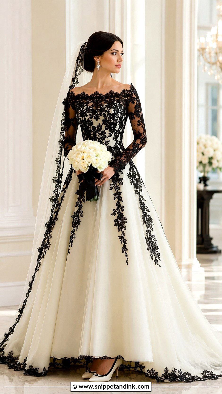 Black And Ivory Lace Wedding Dress - Snippet and Ink - 20 Black Lace Wedding Ideas