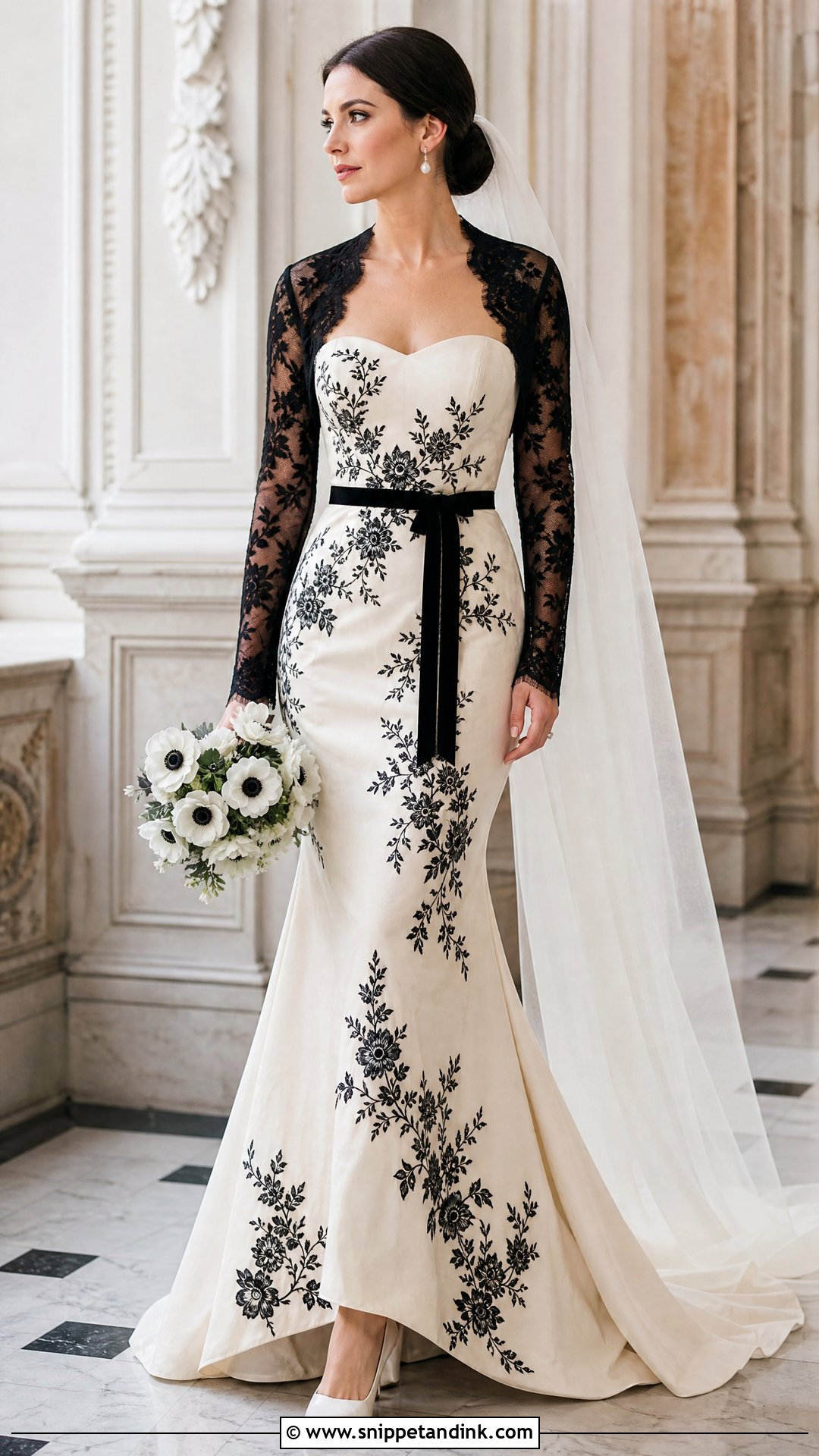 Black And Ivory Vintage Mermaid Wedding Dress - Snippet and Ink - 20 Vintage Mermaid Wedding Dress Ideas