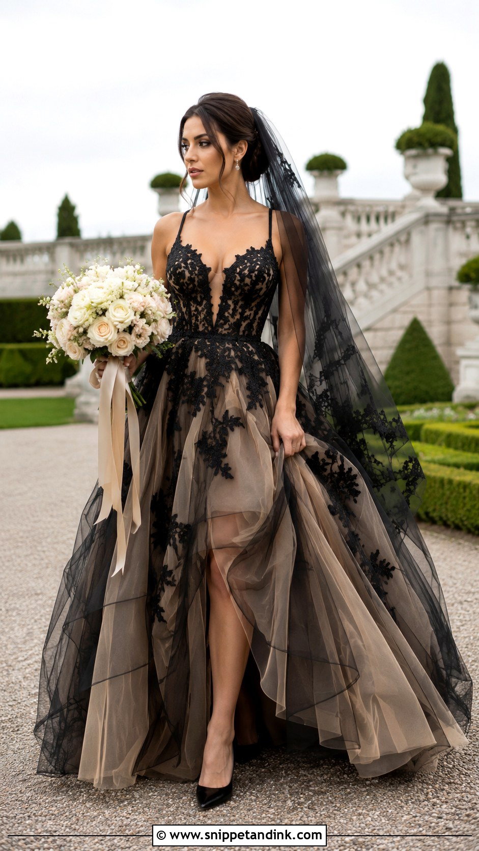 Black And Nude Tulle Wedding Dress - Snippet and Ink - 20 Black Tulle Wedding Dress Ideas