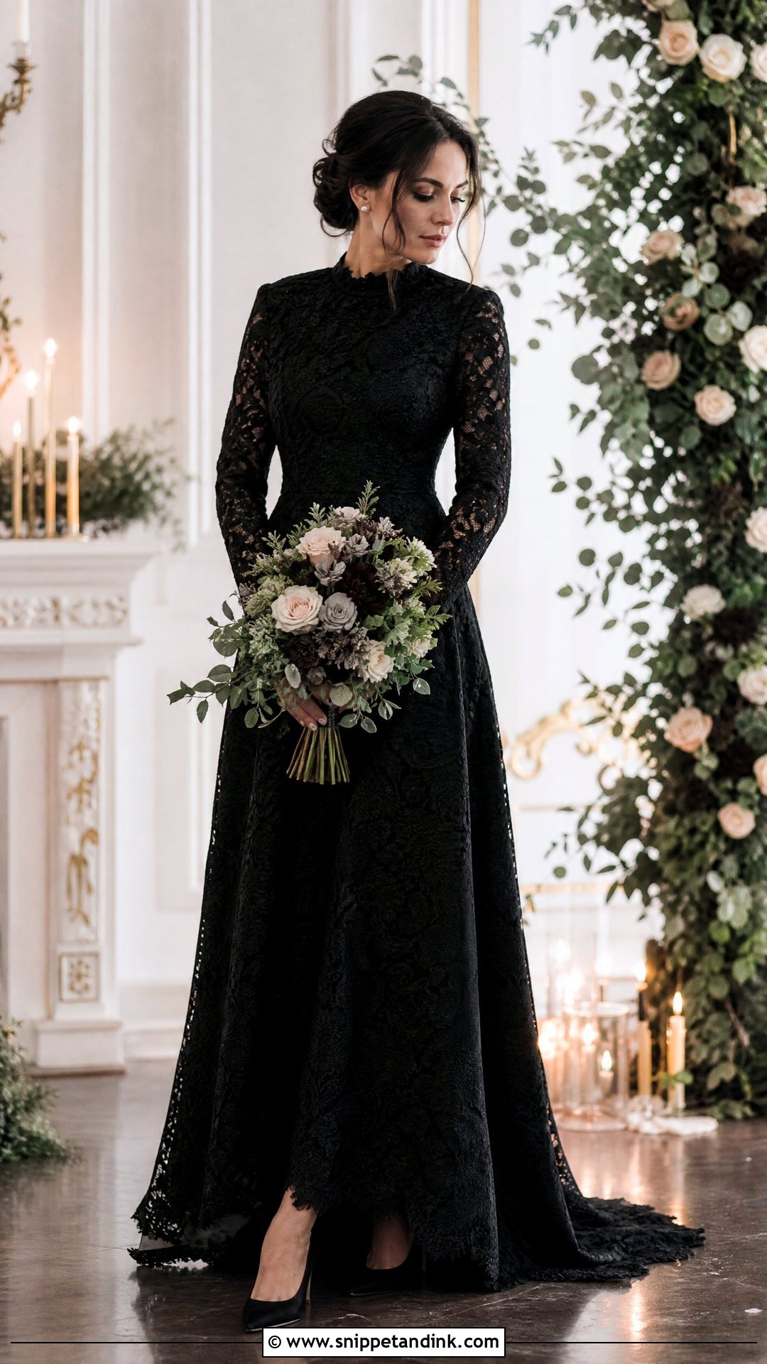 Black And Nude Wedding Dress With Sheer Sleeves - Snippet and Ink - 25 Not White Wedding Dress Ideas