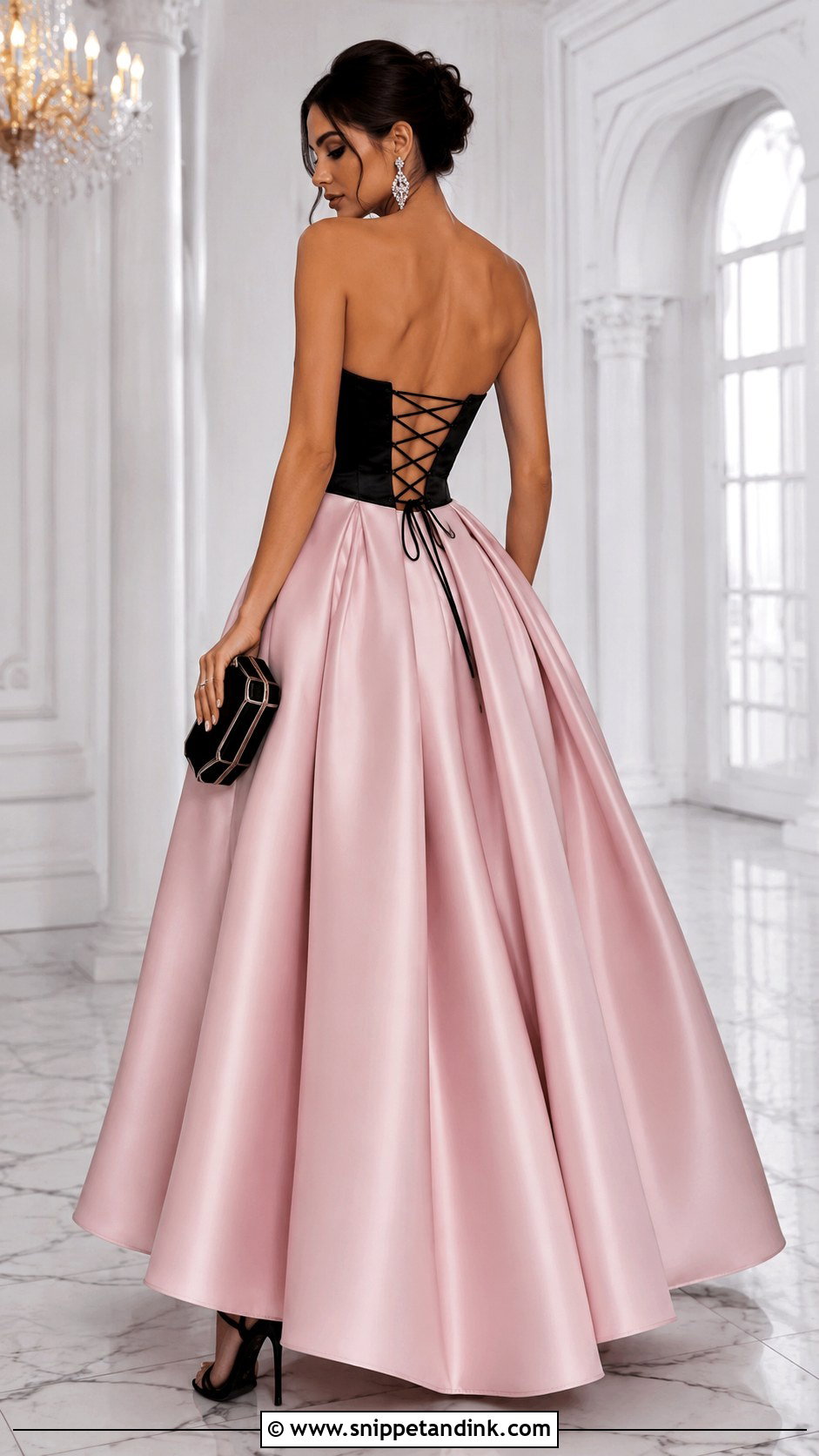 Black And Pink Backless Ball Gown - Snippet and Ink - 20 Backless Ball Gown Ideas