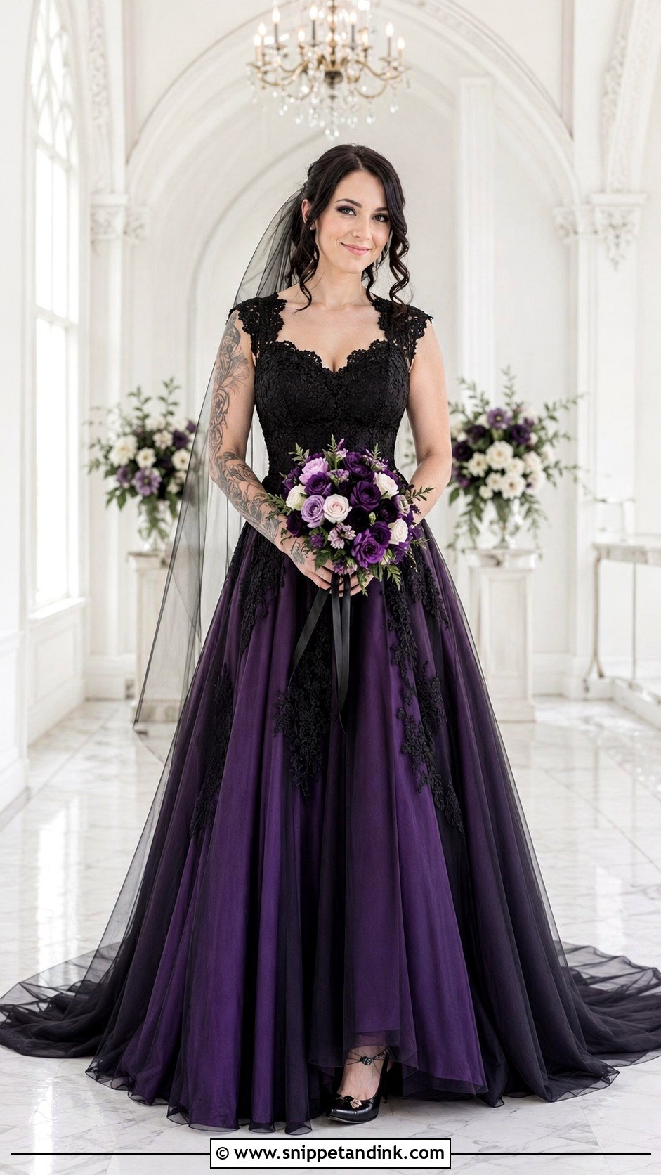 Black And Purple A Line Wedding Dress - Snippet and Ink - 25 Black and Purple Wedding Dress Ideas