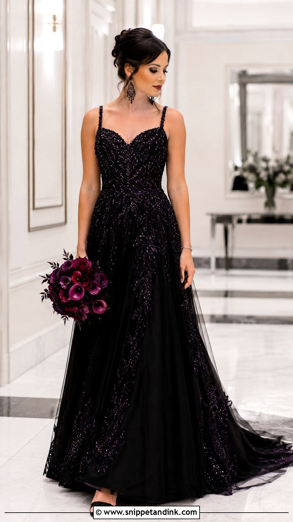 Black And Purple Beaded Wedding Dress - Snippet and Ink - 25 Black and Purple Wedding Dress Ideas