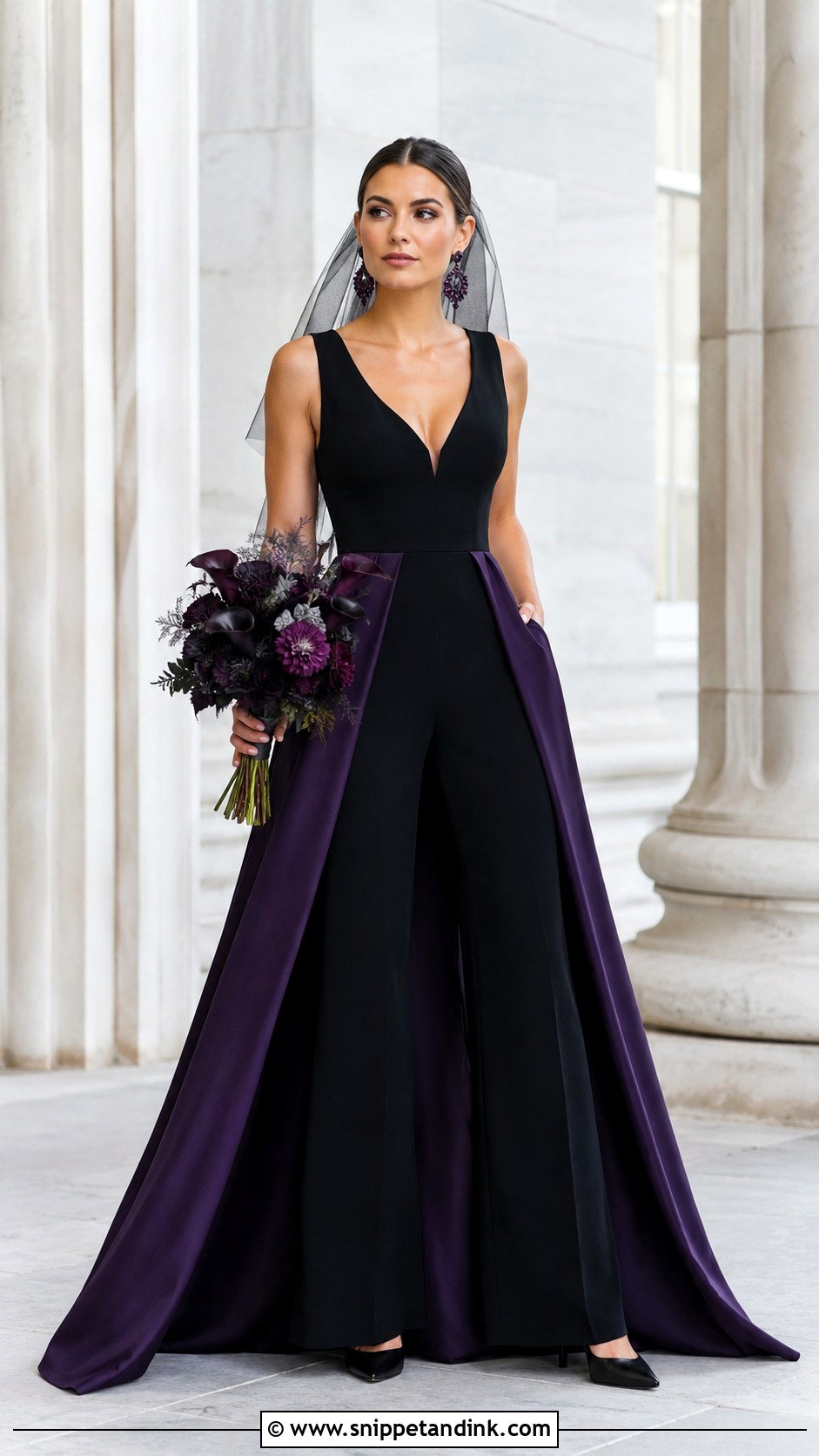 Black And Purple Bridal Jumpsuit - Snippet and Ink - 25 Black and Purple Wedding Dress Ideas