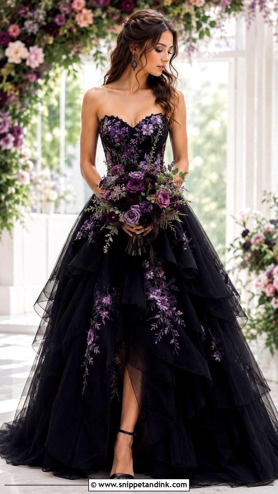 Black And Purple Floral Wedding Dress - Snippet and Ink - 25 Black and Purple Wedding Dress Ideas