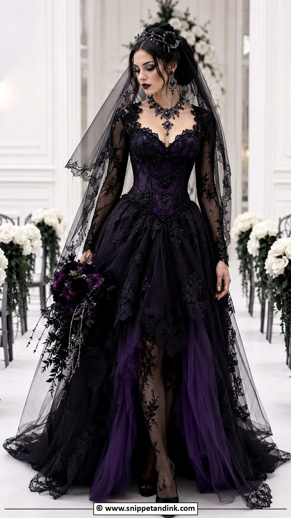Black And Purple Goth Wedding Dress - Snippet and Ink - 25 Goth Wedding Dresses