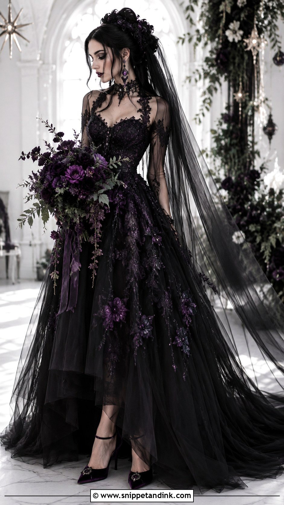 Black And Purple Gothic Wedding Dress - Snippet and Ink - 25 Gothic Black Wedding Dress Ideas