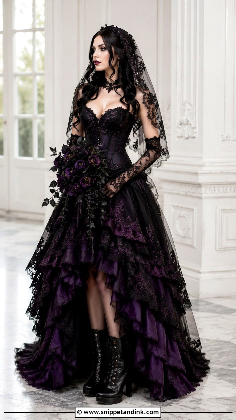 Black And Purple Gothic Wedding Dress - Snippet and Ink - 25 Black and Purple Wedding Dress Ideas