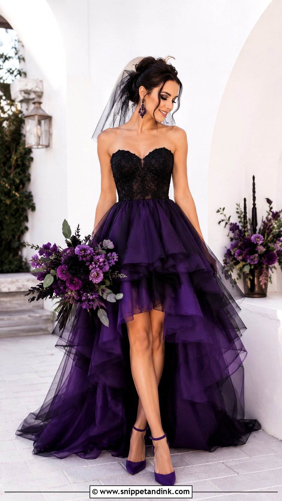 Black And Purple High Low Wedding Dress - Snippet and Ink - 25 Black and Purple Wedding Dress Ideas