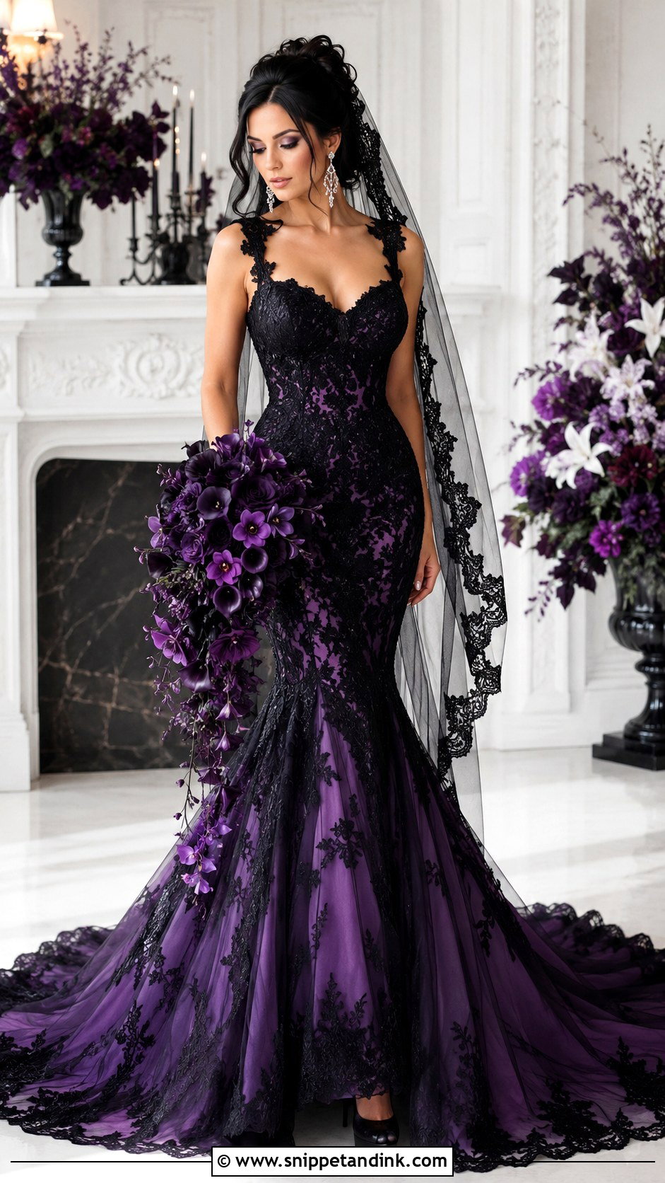 Black And Purple Mermaid Wedding Dress - Snippet and Ink - 25 Black and Purple Wedding Dress Ideas