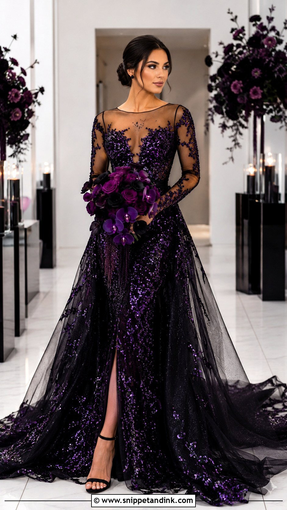 Black And Purple Sequin Wedding Dress - Snippet and Ink - 25 Black and Purple Wedding Dress Ideas