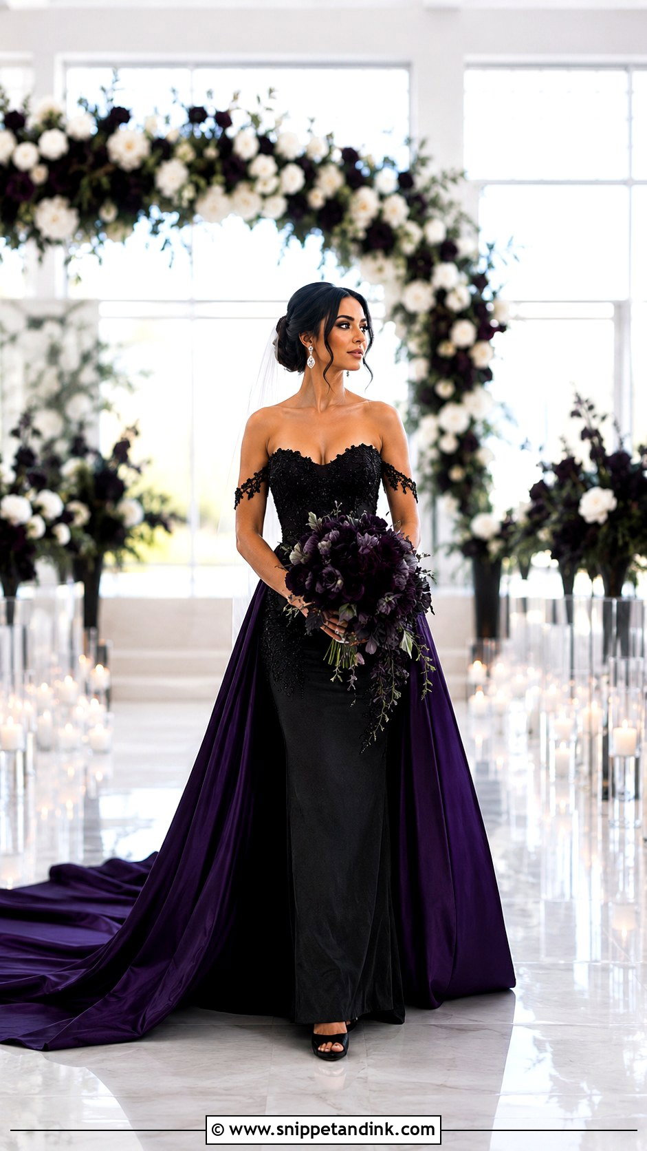 Black And Purple Train Wedding Dress - Snippet and Ink - 25 Black and Purple Wedding Dress Ideas