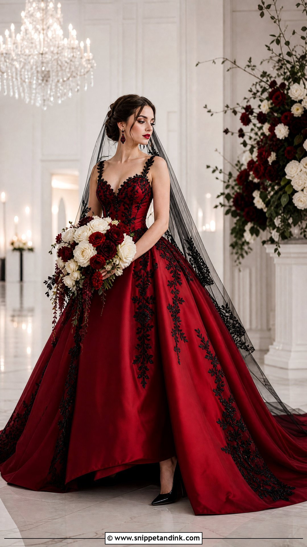 Black And Red Bridal Gown - Snippet and Ink - 20 Red Bridal Gown Ideas