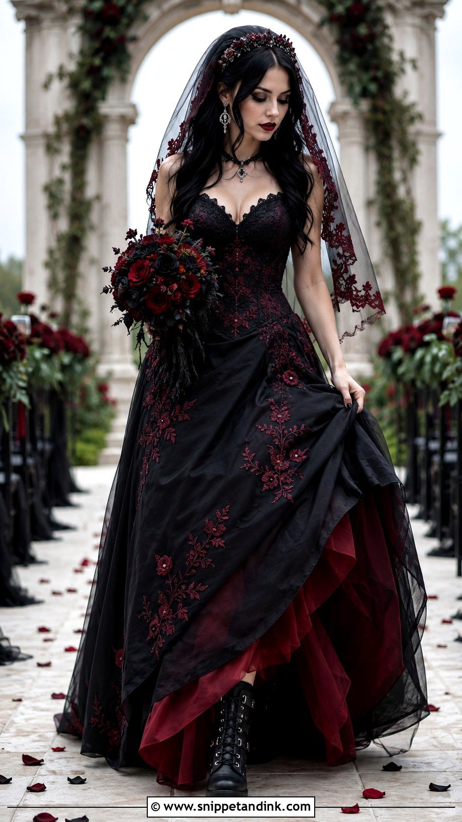 Black And Red Emo Wedding Dress - Snippet and Ink - 20 Emo Wedding Dresses
