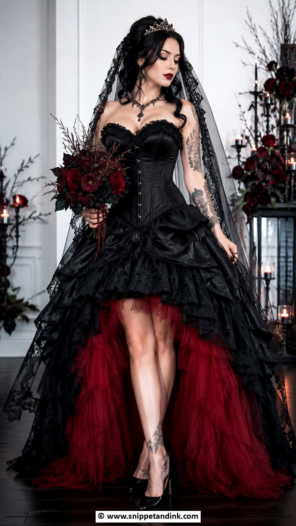 Black And Red Goth Wedding Dress - Snippet and Ink - 25 Goth Wedding Dresses