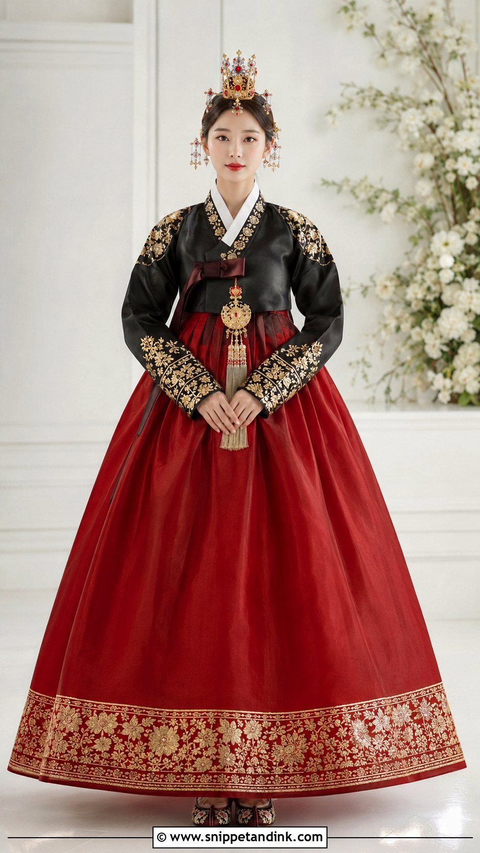 Black And Red Wedding Hanbok - Snippet and Ink - 25 Traditional Korean Wedding Dress Ideas