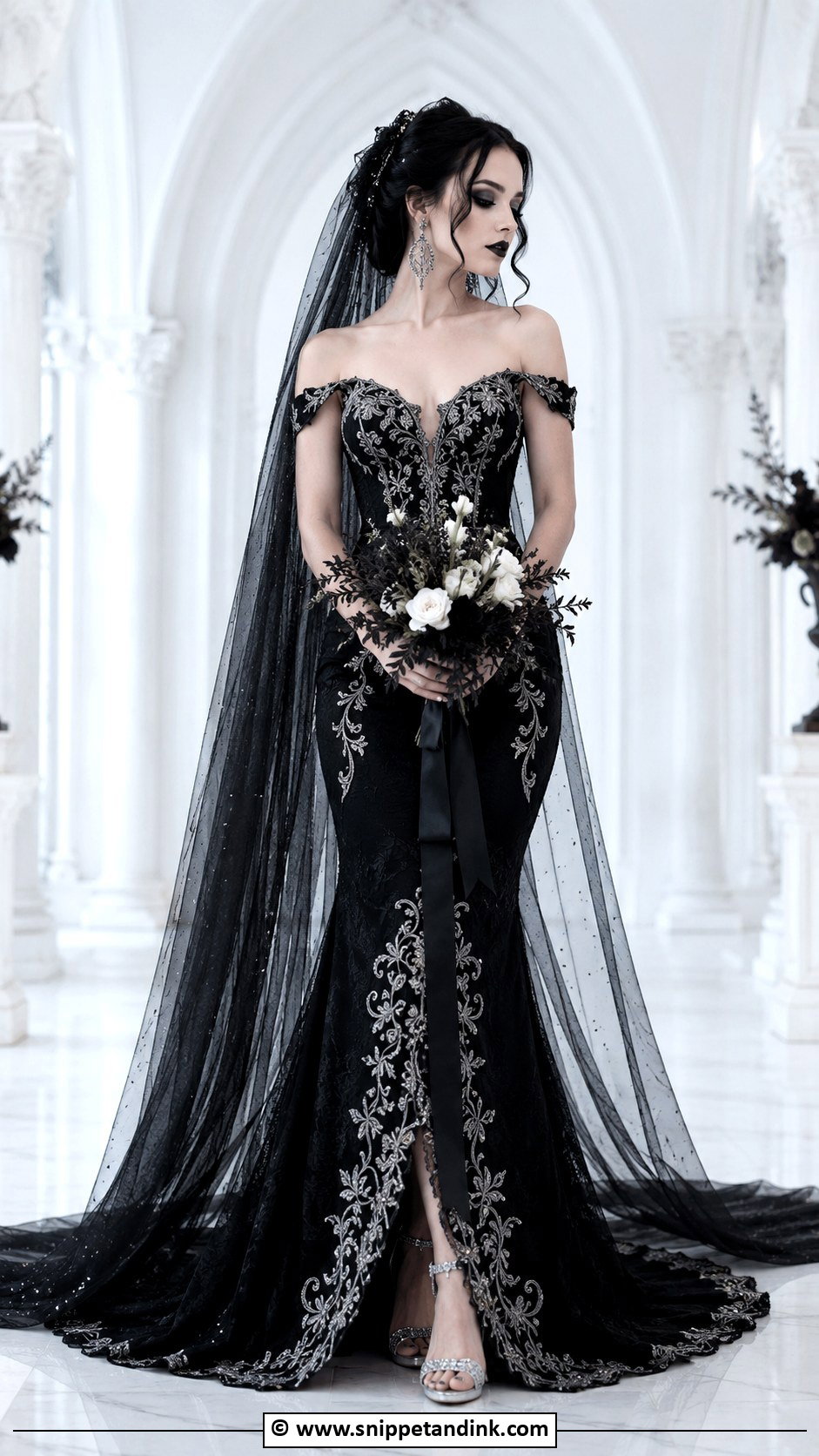 Black And Silver Goth Wedding Dress - Snippet and Ink - 30 Goth Wedding Dress Ideas