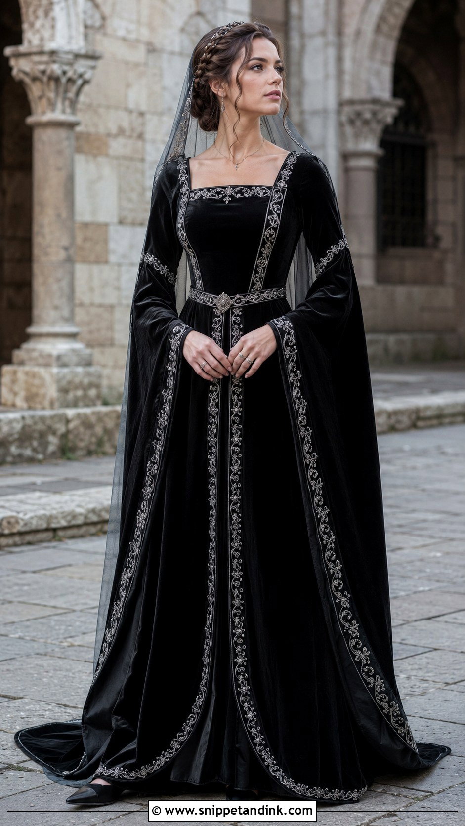 Black And Silver Medieval Wedding Dress - Snippet and Ink - 20 Dark Fantasy Wedding Dress Ideas